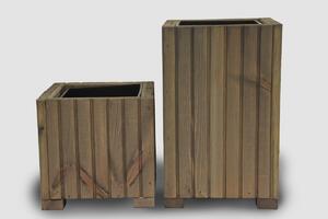 Štvorcový drevený truhlík s plastovou vložkou - sivý, 25x25x25