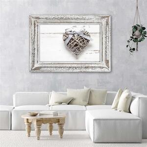 Obraz na plátne Pletené srdce s lukom drevo Rozmery: 60 x 40 cm