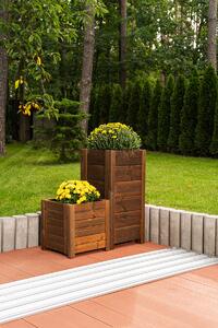 Drevený záhradný truhlík štvorcový - hnedý, 38 x 38 x 25 cm