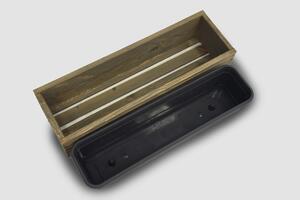 Drevený truhlík s plastovou vložkou - sivý Rozměry (cm): 44 x 20, v. 14