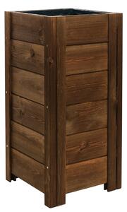 Vysoký drevený záhradný štvorcový truhlík - hnedý, 39 x 39 x 79 cm