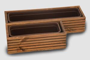 Drevený truhlík s plastovou vložkou - hnedy Rozměry (cm): 44 x 20, v. 14