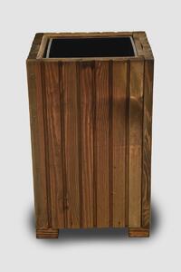Vyššia Štvorcový drevený truhlík s plastovou vložkou - hnedá, 25x25x40