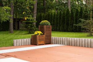 Vysoký drevený záhradný štvorcový truhlík - hnedý, 39 x 39 x 79 cm