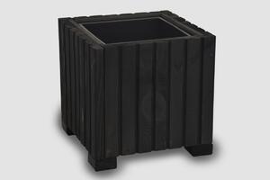 Štvorcový drevený truhlík s plastovou vložkou - čierna, 25x25x25