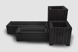 Štvorcový drevený truhlík s plastovou vložkou - čierna, 25x25x25