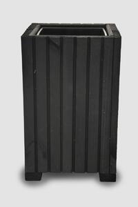 Vyšší Štvorcový drevený truhlík s plastovou vložkou - čierna, 25x25x40