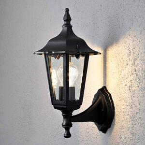 Vonkajšie nástenné svietidlo Firenze, čierne, horná zásuvka, 36 cm