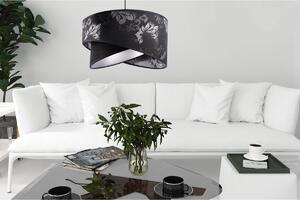 Light Home Závesné svietidlo Werona 9, 1x čierne textilné tienidlo so vzorom, s