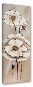 Obraz na plátne Biele maľované kvety Rozmery: 30 x 90 cm