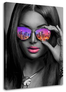 Obraz na plátne Pop art dievča s okuliarmi New York Rozmery: 40 x 60 cm
