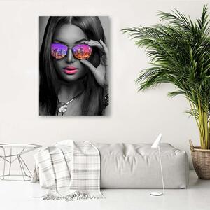 Obraz na plátne Pop art dievča s okuliarmi New York Rozmery: 40 x 60 cm