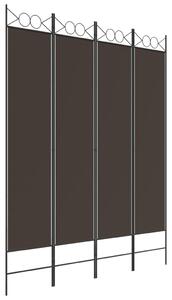4-panelový paraván hnedý 160x200 cm látkový