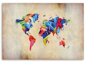 Obraz na plátne Mapa sveta farebné šialenstvo Rozmery: 60 x 40 cm