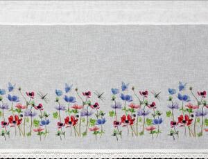 Vitrážková záclona RONA zdobená kvetmi 150 x 60 cm