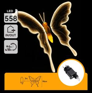 Aigostar - LED vonkajšia dekorácia 558xLED 90 cm IP44 motýľ/teplá biela