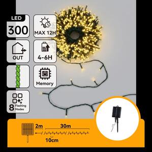Aigostar - LED Solárny vianočný reťaz 300xLED/8 funkcií 32m IP65 teplá biela 1200 mAh
