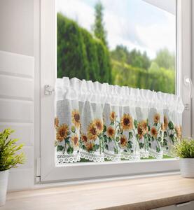 Vitrážková záclona GERDA s kvetmi slnečnice 150x30 cm