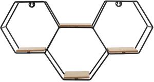 Rea - Tutumi, Nástenná polica Hexagon 50cm sg910-212, čierna-hnedá, HOM-06952