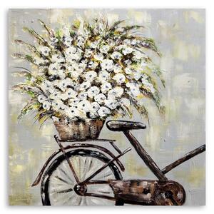 Obraz na plátne Kytica kvetov a bicykel Rozmery: 30 x 30 cm