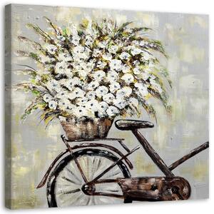 Obraz na plátne Kytica kvetov a bicykel Rozmery: 30 x 30 cm