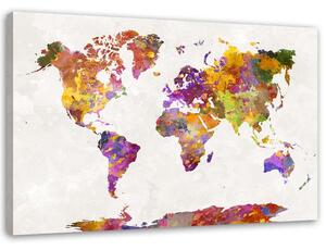 Obraz na plátne Akvarelové škvrny mapa sveta Rozmery: 60 x 40 cm