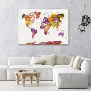 Obraz na plátne Akvarelové škvrny mapa sveta Rozmery: 60 x 40 cm