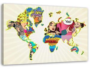 Obraz na plátne Pop art mapa sveta Rozmery: 60 x 40 cm