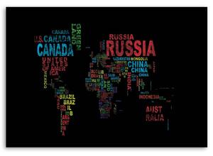 Obraz na plátne Mapa sveta s názvami krajín Rozmery: 60 x 40 cm