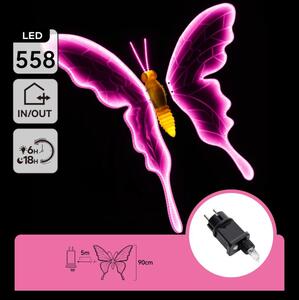 Aigostar - LED vonkajšia dekorácia 558xLED 90 cm IP44 motýľ/ružová