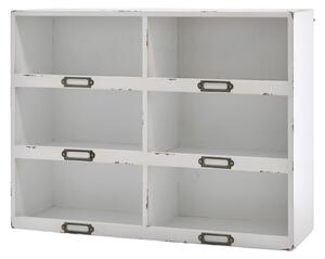Biela antik nástenná polička Chic Antique so 6 priehradkami – 50*14,5*37 cm - Chic Antique