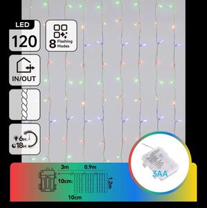 Aigostar - LED vonkajší vianočný reťaz 120xLED/8 funkcií 3xAA 3,9x1,2m IP44 viacfarebný