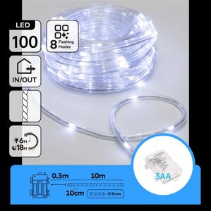 Aigostar - LED vonkajší vianočný reťazec 100xLED/8 funkcií 3xAA 10,3m IP44 studená biela