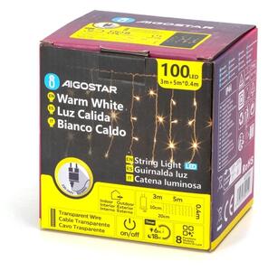 Aigostar - LED Vonkajší vianočný reťazec 100xLED/8 funkcií 8x0,4m IP44 teplá biela