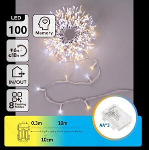 Aigostar - LED vonkajší vianočný reťazec 100xLED/8 funkcií 3xAA 10,3m IP44 teplé/studené
