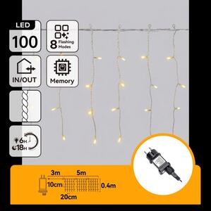 Aigostar - LED Vonkajší vianočný reťazec 100xLED/8 funkcií 8x0,4m IP44 teplá biela