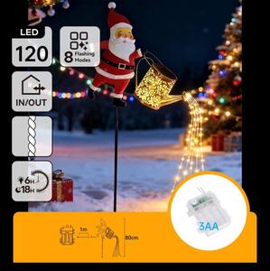 Aigostar- LED vonkajšia vianočná dekorácia 120xLED/3xAA/8 funkcií 80 cm IP44 Santa/teplá