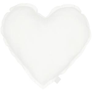 Ľanový vankúš srdca biela 44cm