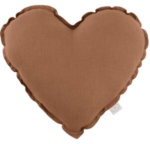 Ľanový vankúš srdce čokoládová 44cm
