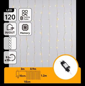 Aigostar - vonkajší vianočný LED reťaz 120xLED/8 funkcií 3,9x1,2m IP44 teplá biela