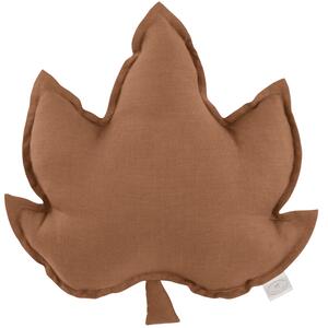 Ľanový vankúš javorový list čokoládová 43x43 cm