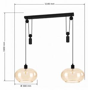 BRILAGI - LED závesné svietidlo na lanku RETRO GLASS 2xE27/40W/230V čierna/dymová béžová