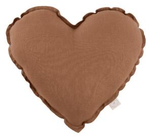 Mini ľanový vankúš srdca čokoláda 28 cm