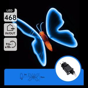 Aigostar - LED Vonkajšia dekorácia 468xLED 75 cm IP44 motýľ/modrá