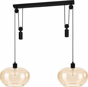 BRILAGI - LED závesné svietidlo na lanku RETRO GLASS 2xE27/40W/230V čierna/dymová béžová