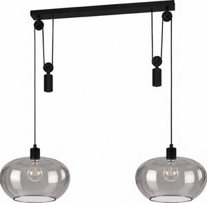 BRILAGI - LED Luster na lanku RETRO GLASS 2xE27/40W/230V čierna/dymovo sivá