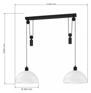 BRILAGI - LED luster na lanku RETRO GLASS 2xE27/40W/230V čierna/biela