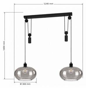 BRILAGI - LED Luster na lanku RETRO GLASS 2xE27/40W/230V čierna/dymovo sivá