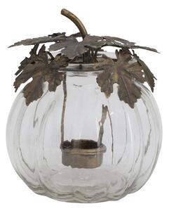 Sklenená lampáš v tvare tekvice Hurricane Pumpkin na čajovú sviečku – Ø 14,5*17,5 cm - Chic Antique