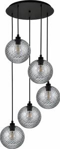 BRILAGI - LED luster na lanku RETRO GLASS 5xE27/60W/230V čierna/dymová sivá